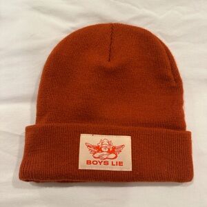 BOYS LIE Orange Knit Beanie with Logo Patch